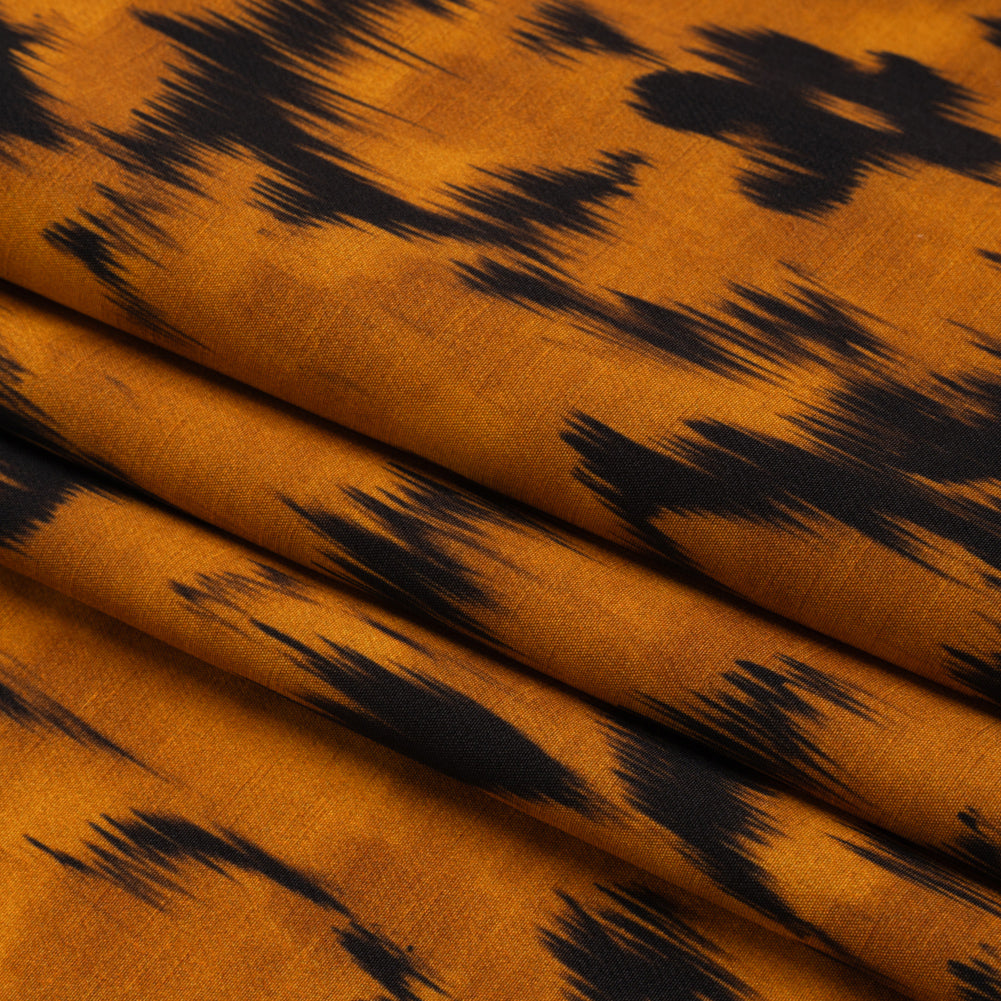 Stretch Polyester Woven Print - Burnt Orange Floral Ikat - Mood Exclusive Flowers and Felines Folded Stretch Polyester Woven Print - Burnt Orange Floral Ikat - Mood Exclusive Flowers and Felines Folded