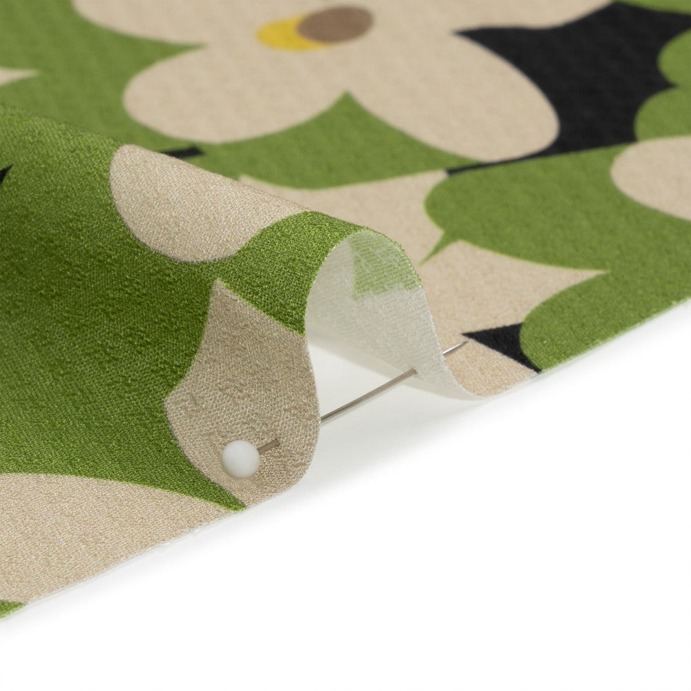 Sustainable Viscose Floral Jacquard Print - Green, White and Black Floral - Mood Exclusive Jonesing for Daisy Detail Sustainable Viscose Floral Jacquard Print - Green, White and Black Floral - Mood Exclusive Jonesing for Daisy Detail