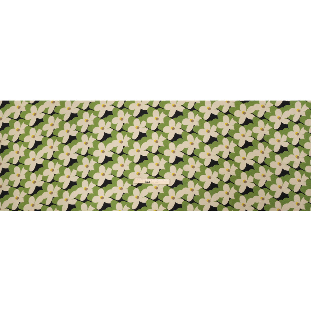 Sustainable Viscose Floral Jacquard Print - Green, White and Black Floral - Mood Exclusive Jonesing for Daisy Full Sustainable Viscose Floral Jacquard Print - Green, White and Black Floral - Mood Exclusive Jonesing for Daisy Full