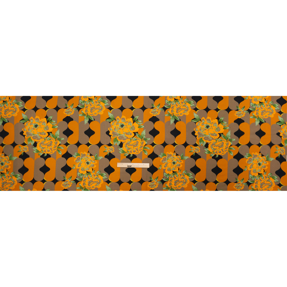Sustainable Viscose Floral Jacquard Print - Orange, Green and Black Floral and Abstract - Mood Exclusive Hip Hydrangea Full Sustainable Viscose Floral Jacquard Print - Orange, Green and Black Floral and Abstract - Mood Exclusive Hip Hydrangea Full