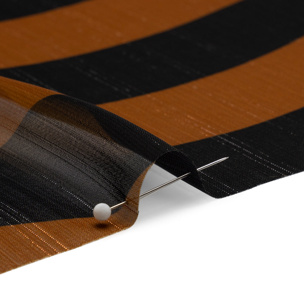 Polyester Chiffon Print with Metallic Pinstripes - Brown and Black Wavy Stripes - Mood Exclusive Delray Daze Detail Polyester Chiffon Print with Metallic Pinstripes - Brown and Black Wavy Stripes - Mood Exclusive Delray Daze Detail
