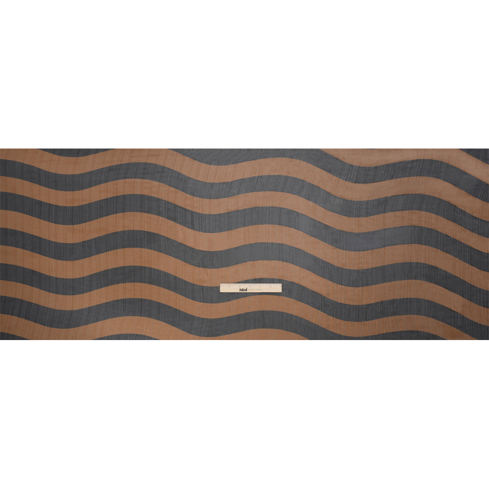 Polyester Chiffon Print with Metallic Pinstripes - Brown and Black Wavy Stripes - Mood Exclusive Delray Daze Full Polyester Chiffon Print with Metallic Pinstripes - Brown and Black Wavy Stripes - Mood Exclusive Delray Daze Full