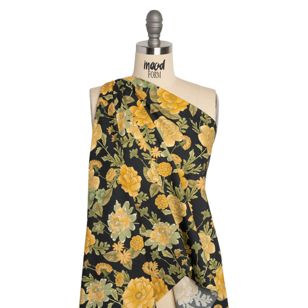 Cotton Poplin Print - Black and Yellow Floral - Mood Exclusive Glorious Gardens Drape Cotton Poplin Print - Black and Yellow Floral - Mood Exclusive Glorious Gardens Drape