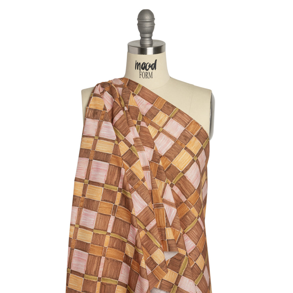 Mood Exclusive Brown City Blocked Cotton Poplin Drape Mood Exclusive Brown City Blocked Cotton Poplin Drape