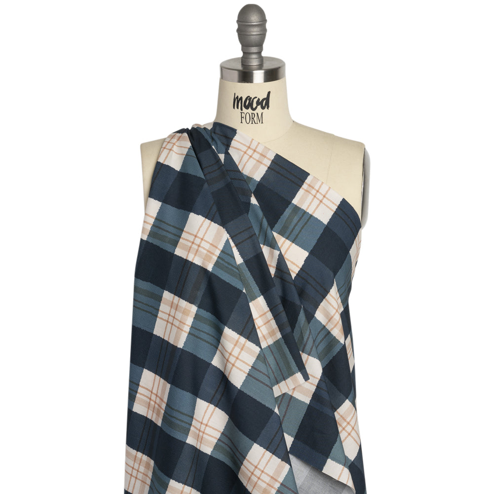 Mood Exclusive Navy Plaid to be Here Cotton Poplin Drape Mood Exclusive Navy Plaid to be Here Cotton Poplin Drape