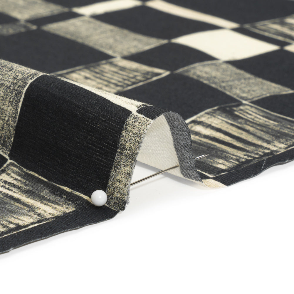 Cotton Poplin - Black and Cream Checks - City Blocked Print - Mood Exclusive Metro Collection Detail Cotton Poplin - Black and Cream Checks - City Blocked Print - Mood Exclusive Metro Collection Detail