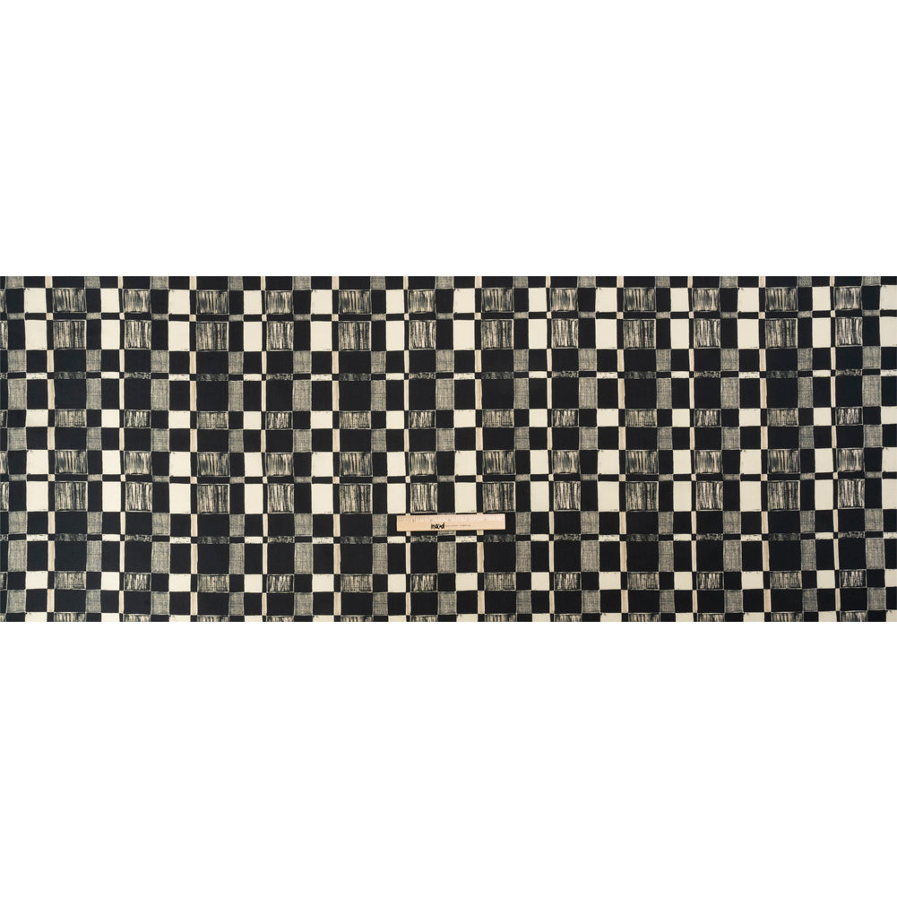 Cotton Poplin - Black and Cream Checks - City Blocked Print - Mood Exclusive Metro Collection Full Cotton Poplin - Black and Cream Checks - City Blocked Print - Mood Exclusive Metro Collection Full