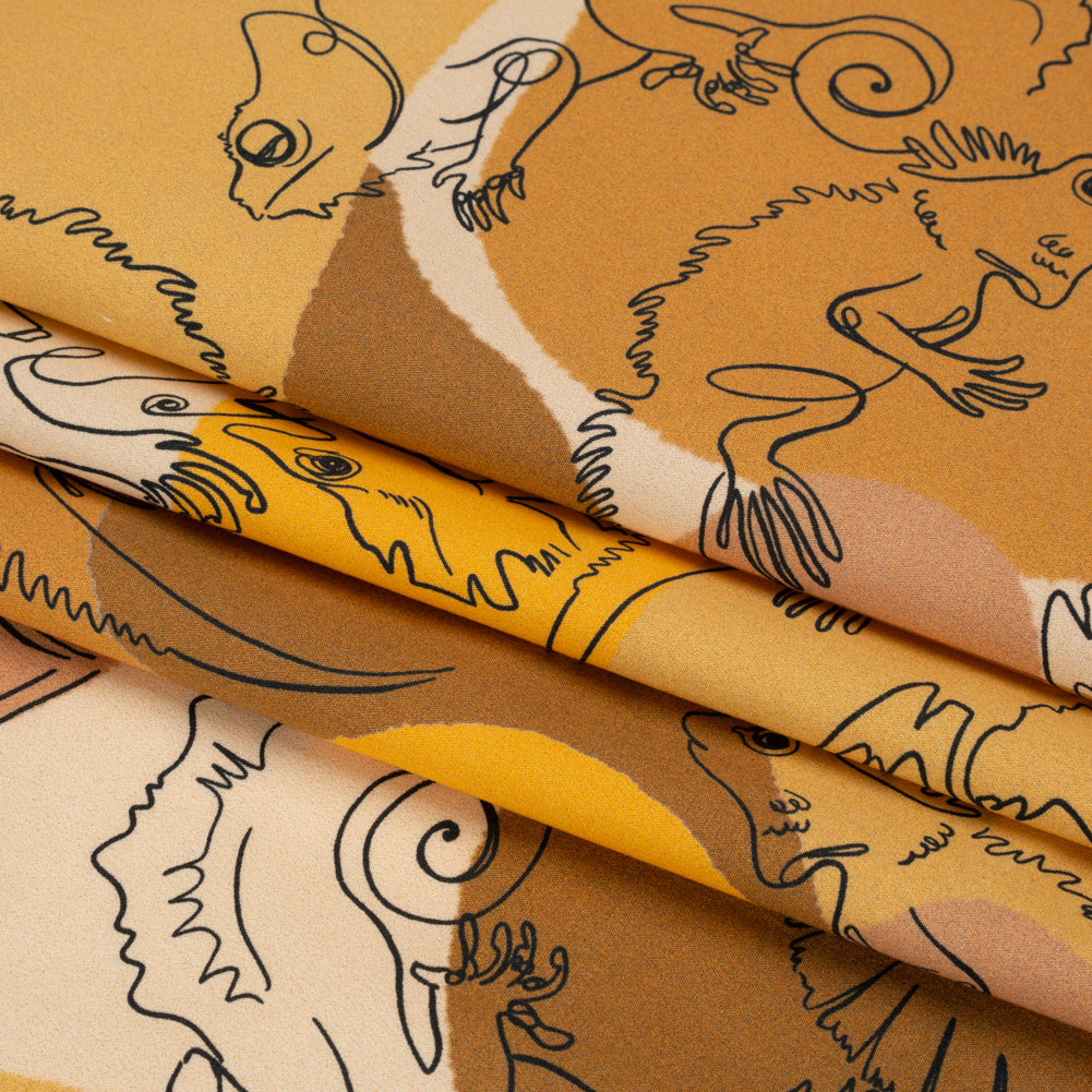 Stretch Cotton Poplin Print - Gold Chameleons - Mood Exclusive Commander of Camouflage Folded Stretch Cotton Poplin Print - Gold Chameleons - Mood Exclusive Commander of Camouflage Folded