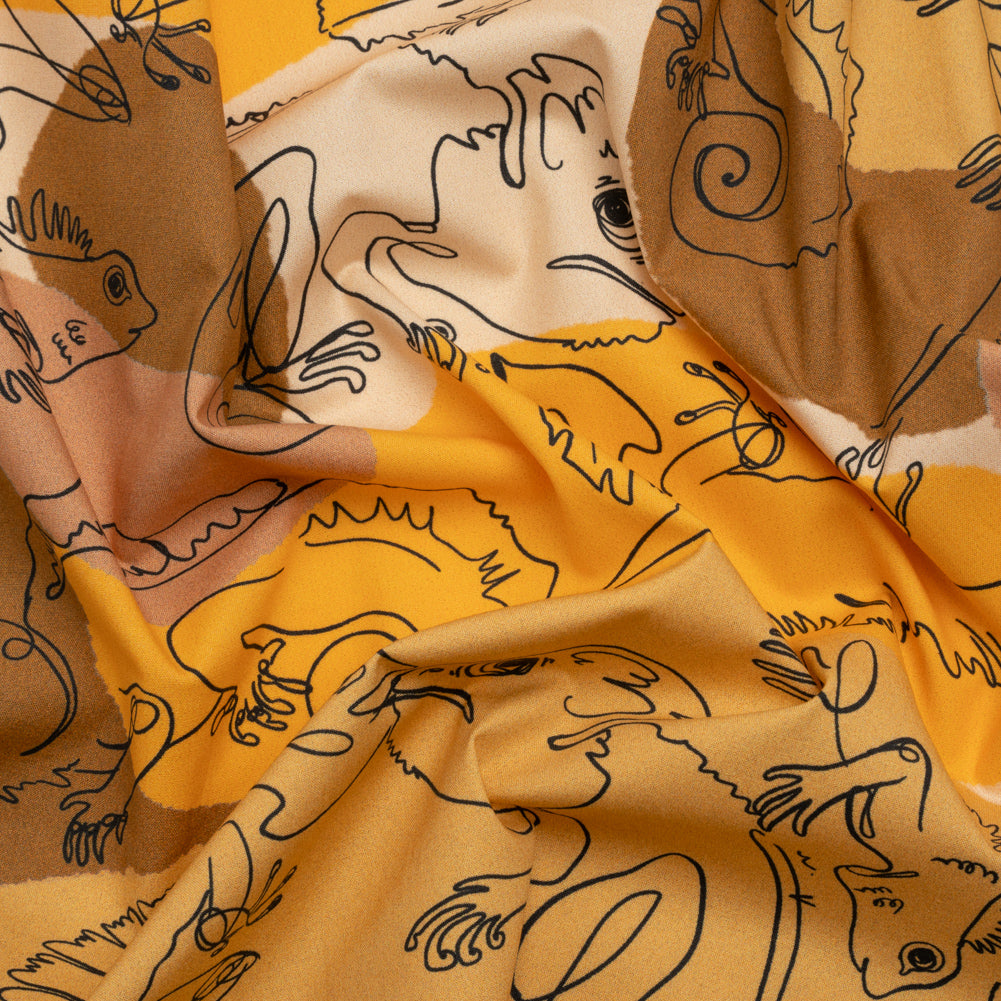 Stretch Cotton Poplin Print - Gold Chameleons - Mood Exclusive Commander of Camouflage Stretch Cotton Poplin Print - Gold Chameleons - Mood Exclusive Commander of Camouflage