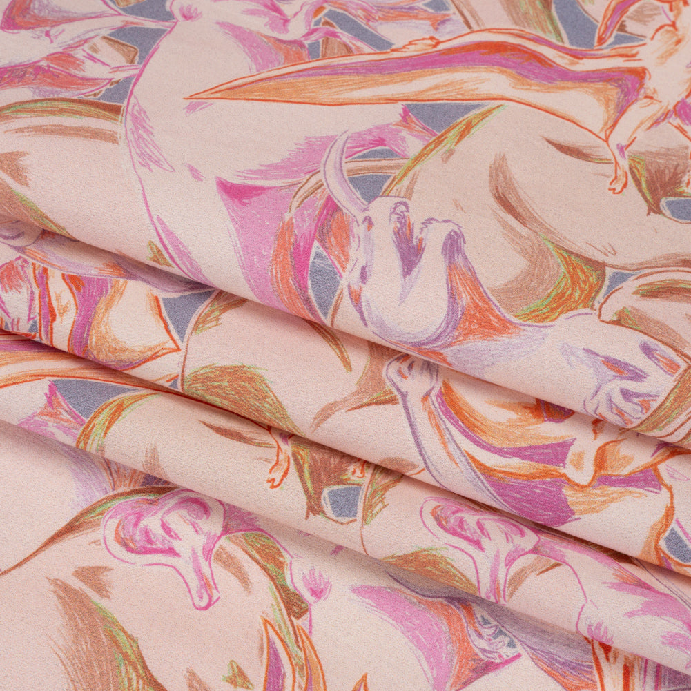 Stretch Cotton Poplin Print - Pink Dinosaurs - Mood Exclusive History in Pink Folded Stretch Cotton Poplin Print - Pink Dinosaurs - Mood Exclusive History in Pink Folded