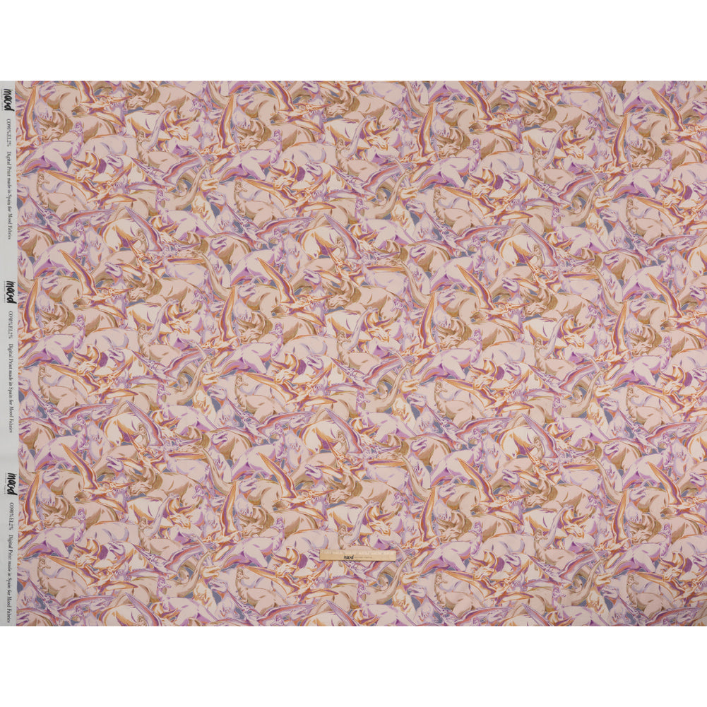 Stretch Cotton Poplin Print - Pink Dinosaurs - Mood Exclusive History in Pink - Full Stretch Cotton Poplin Print - Pink Dinosaurs - Mood Exclusive History in Pink - Full