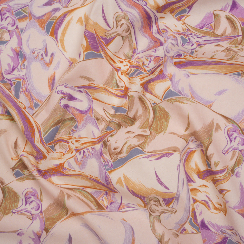Stretch Cotton Poplin Print - Pink Dinosaurs - Mood Exclusive History in Pink Stretch Cotton Poplin Print - Pink Dinosaurs - Mood Exclusive History in Pink
