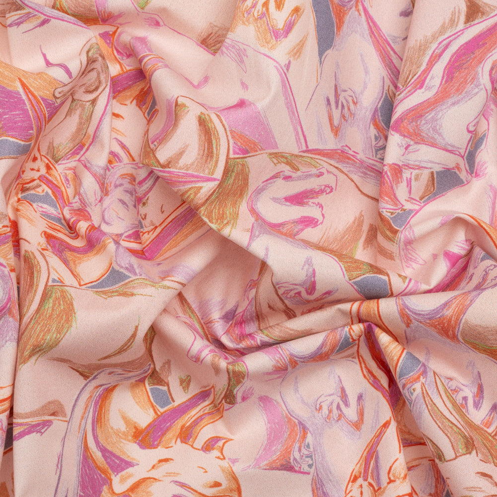 Stretch Cotton Poplin Print - Pink Dinosaurs - Mood Exclusive History in Pink Stretch Cotton Poplin Print - Pink Dinosaurs - Mood Exclusive History in Pink