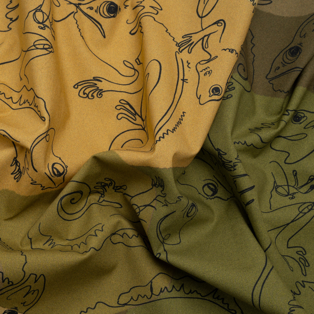 Stretch Cotton Poplin Print - Green Chameleons - Mood Exclusive Commander of Camouflage Stretch Cotton Poplin Print - Green Chameleons - Mood Exclusive Commander of Camouflage