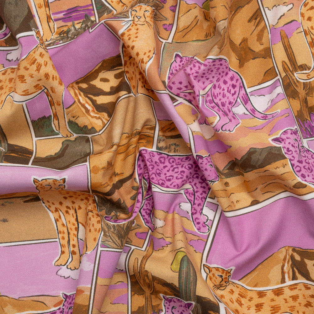 Stretch Cotton Poplin Print - Purple and Orange Big Cats Landscape Patchwork - Mood Exclusive The Meow-ve Desert Stretch Cotton Poplin Print - Purple and Orange Big Cats Landscape Patchwork - Mood Exclusive The Meow-ve Desert