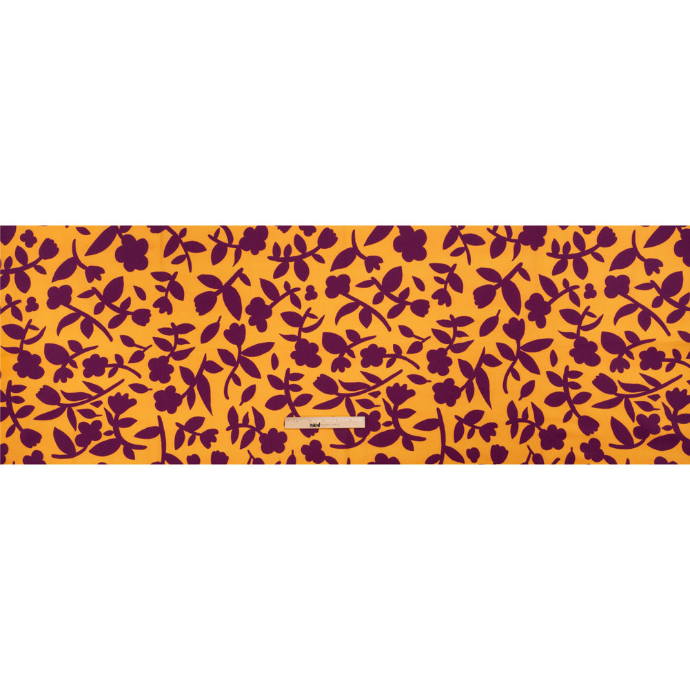 Stretch Cotton Twill Print - Mango Orange and Plum Purple Floral - Mood Exclusive Color-Block Creative Full Stretch Cotton Twill Print - Mango Orange and Plum Purple Floral - Mood Exclusive Color-Block Creative Full