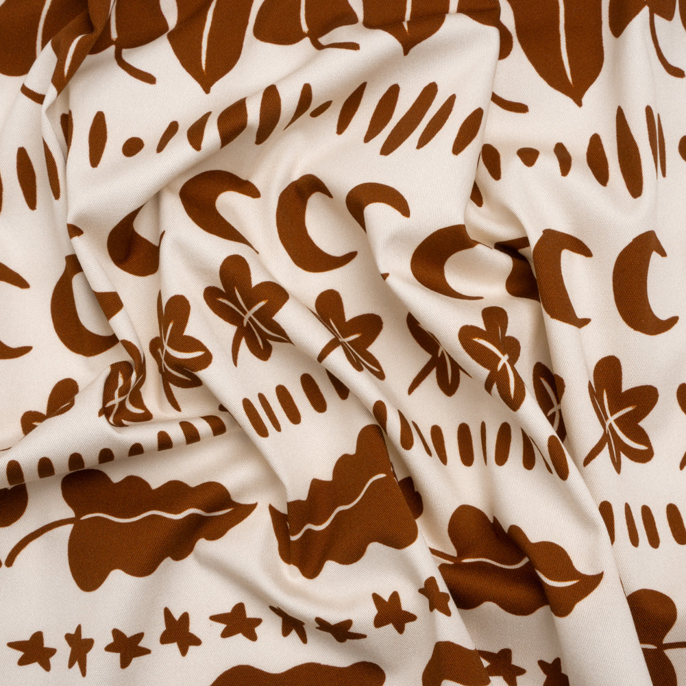 Stretch Cotton Twill Print - Brown Cartoon Objects Stripes - Mood Exclusive Star Anise Stretch Cotton Twill Print - Brown Cartoon Objects Stripes - Mood Exclusive Star Anise
