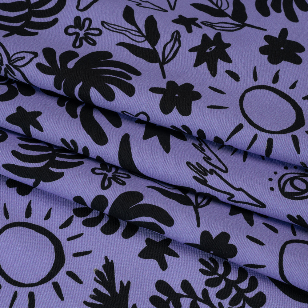 Stretch Cotton Twill Print - Blue and Black Simple Doodles - Mood Exclusive Twin Flame - Folded Stretch Cotton Twill Print - Blue and Black Simple Doodles - Mood Exclusive Twin Flame - Folded