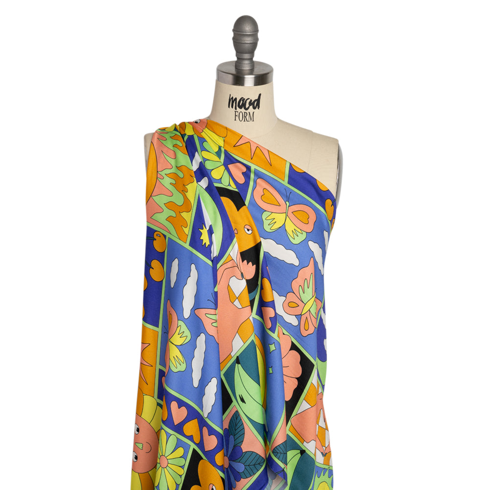 Mood Exclusive Blue All Love Rayon Challis Detail Mood Exclusive Blue All Love Rayon Challis Detail