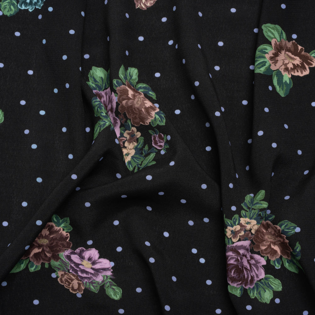 Viscose Crepe Print - Black, Lavender and Rust Red Polka Dots and Florals - Mood Exclusive Bring on Beauty Viscose Crepe Print - Black, Lavender and Rust Red Polka Dots and Florals - Mood Exclusive Bring on Beauty