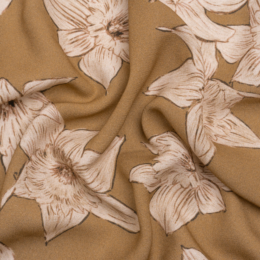 Viscose Crepe Print - Brown and Beige Floral - Mood Exclusive Dear Darling Viscose Crepe Print - Brown and Beige Floral - Mood Exclusive Dear Darling