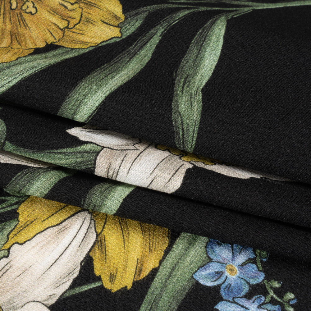 Viscose Crepe Print - Black, Yellow and Violet Floral - Mood Exclusive By the Plenty Full Viscose Crepe Print - Black, Yellow and Violet Floral - Mood Exclusive By the Plenty Full