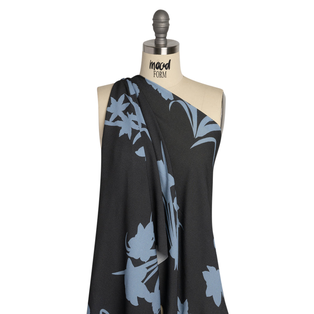 Viscose Crepe Print - Black and Blue Floral - Mood Exclusive April Ever After Detail Viscose Crepe Print - Black and Blue Floral - Mood Exclusive April Ever After Detail