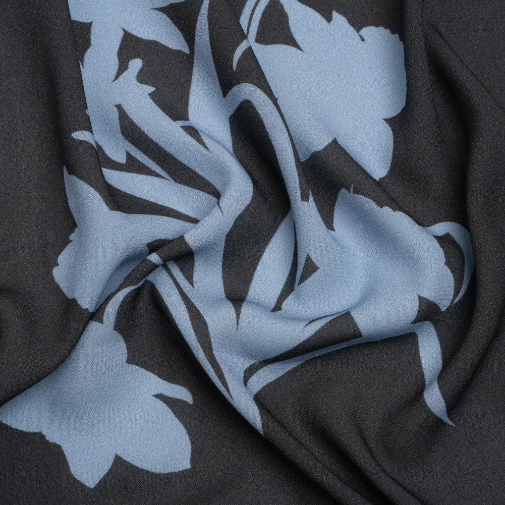 Viscose Crepe Print - Black and Blue Floral - Mood Exclusive April Ever After Viscose Crepe Print - Black and Blue Floral - Mood Exclusive April Ever After