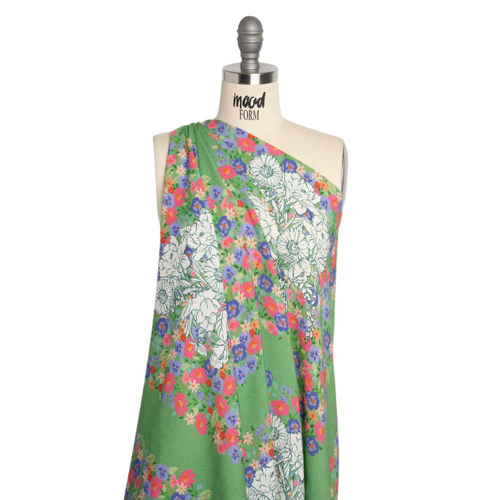 Slubbed Viscose Woven Panel - Green, Red and Blue Floral Blocks - Mood Exclusive Small Things Drape Slubbed Viscose Woven Panel - Green, Red and Blue Floral Blocks - Mood Exclusive Small Things Drape