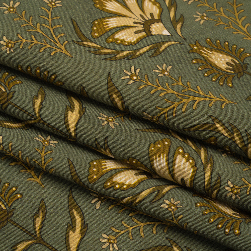 Stretch Cotton Twill Print - Green Floral - Mood Exclusive Watching the Fire Folded Stretch Cotton Twill Print - Green Floral - Mood Exclusive Watching the Fire Folded