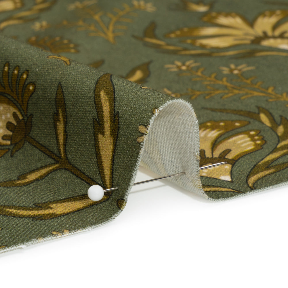 Stretch Cotton Twill Print - Green Floral - Mood Exclusive Watching the Fire Detail Stretch Cotton Twill Print - Green Floral - Mood Exclusive Watching the Fire Detail