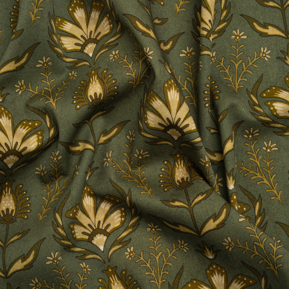 Stretch Cotton Twill Print - Green Floral - Mood Exclusive Watching the Fire Stretch Cotton Twill Print - Green Floral - Mood Exclusive Watching the Fire
