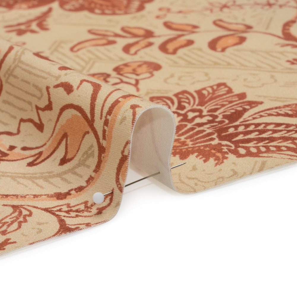 Stretch Cotton Twill Print - Beige and Orange Floral - Mood Exclusive Aromatic Aria Detail Stretch Cotton Twill Print - Beige and Orange Floral - Mood Exclusive Aromatic Aria Detail