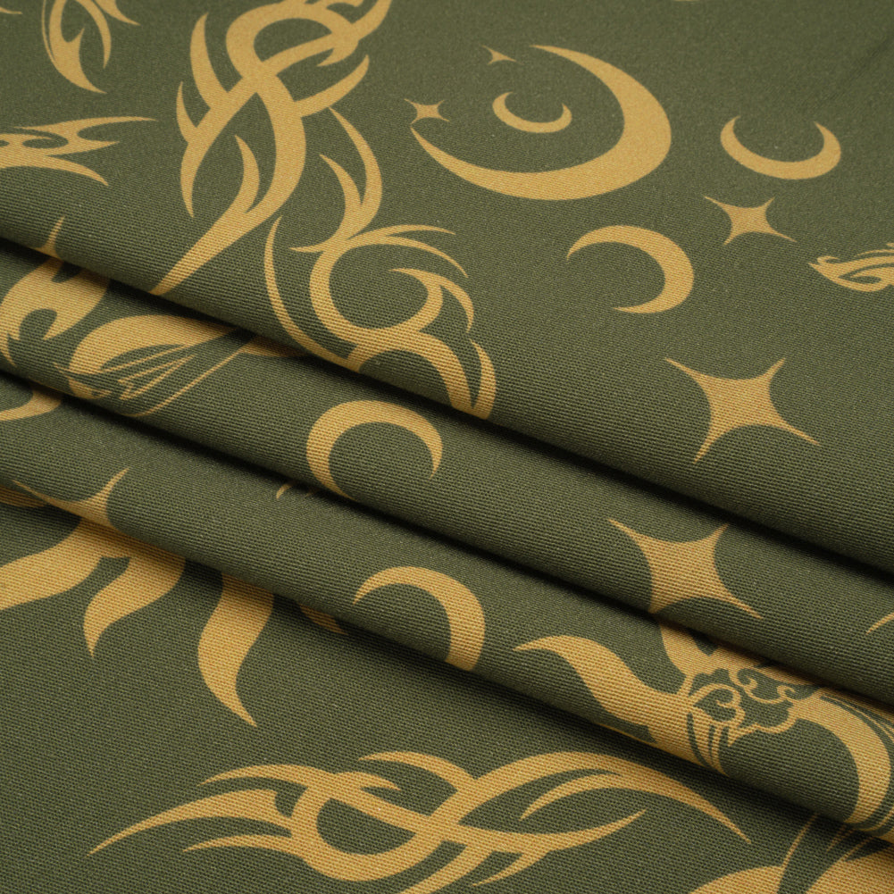 Stretch Cotton Twill Print - Green Classic Tattoo Motifs - Mood Exclusive Totally Starstruck Folded Stretch Cotton Twill Print - Green Classic Tattoo Motifs - Mood Exclusive Totally Starstruck Folded