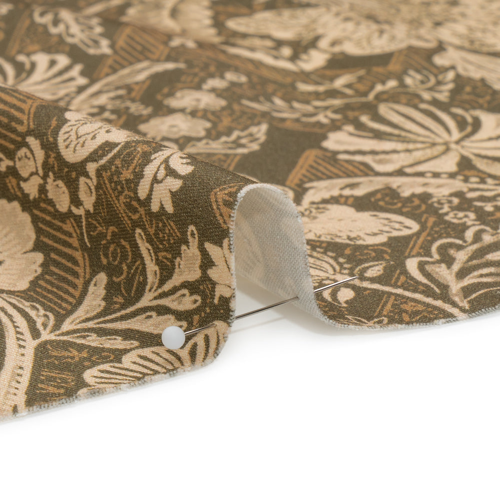 Stretch Cotton Twill Print - Moss Green and Beige Floral - Mood Exclusive Aromatic Aria Detail Stretch Cotton Twill Print - Moss Green and Beige Floral - Mood Exclusive Aromatic Aria Detail