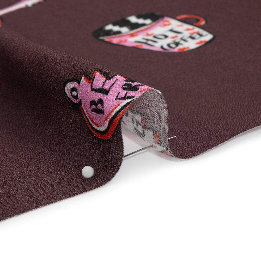Slubbed Viscose Woven Print - Brown and Pink Small Objects - Mood Exclusive Little Lies Detail Slubbed Viscose Woven Print - Brown and Pink Small Objects - Mood Exclusive Little Lies Detail