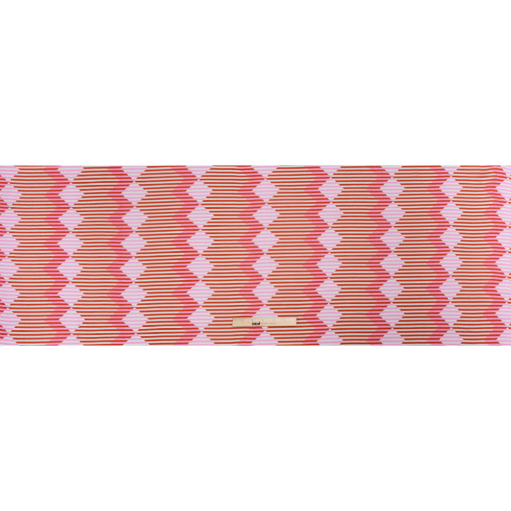 Slubbed Viscose Woven Print - Red and Pink Geometric Stripes - Mood Exclusive Eye Play Full Slubbed Viscose Woven Print - Red and Pink Geometric Stripes - Mood Exclusive Eye Play Full