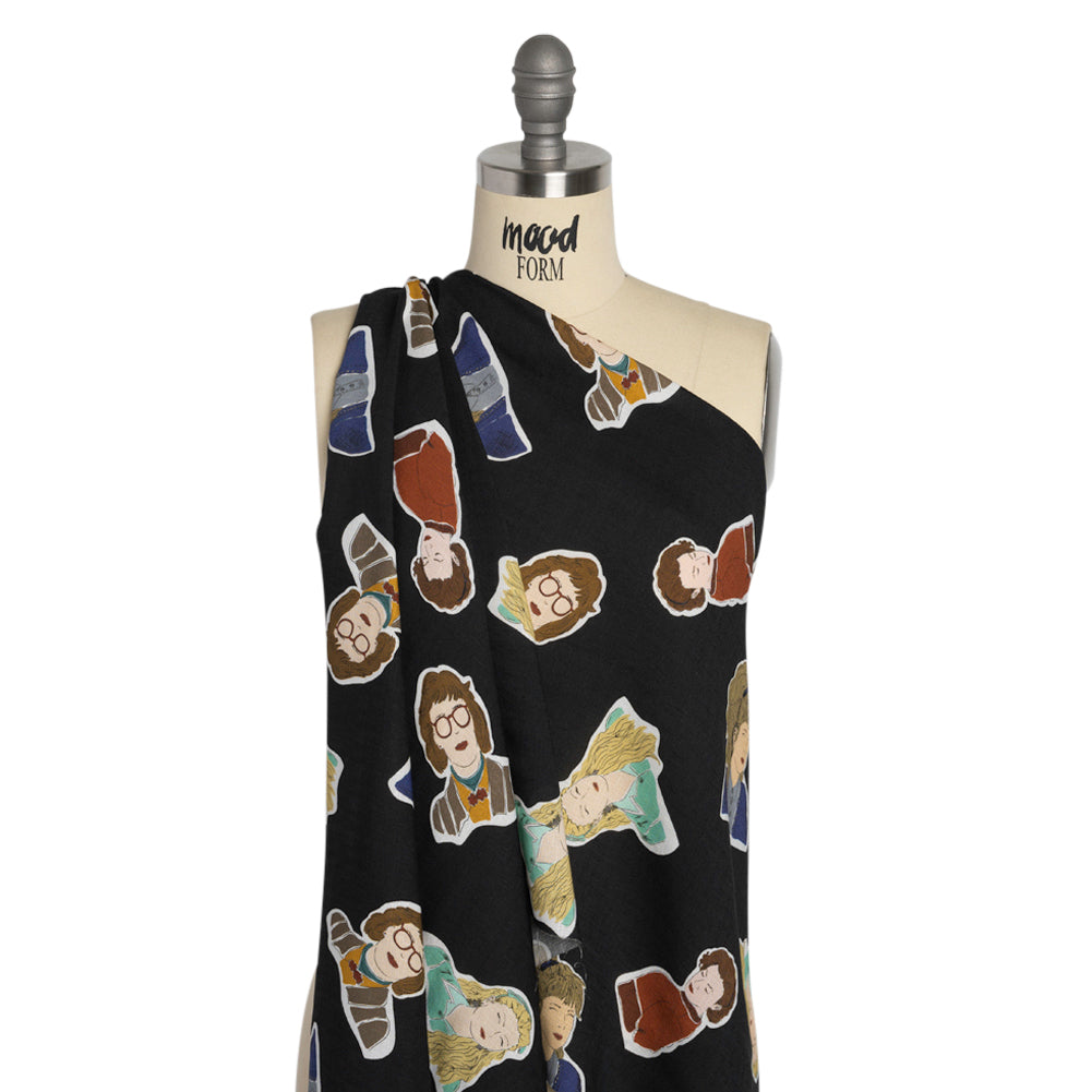 Slubbed Viscose Woven Print - Black, Red and Blue Female Portraits - Mood Exclusive Phenomenal Woman Drape Slubbed Viscose Woven Print - Black, Red and Blue Female Portraits - Mood Exclusive Phenomenal Woman Drape