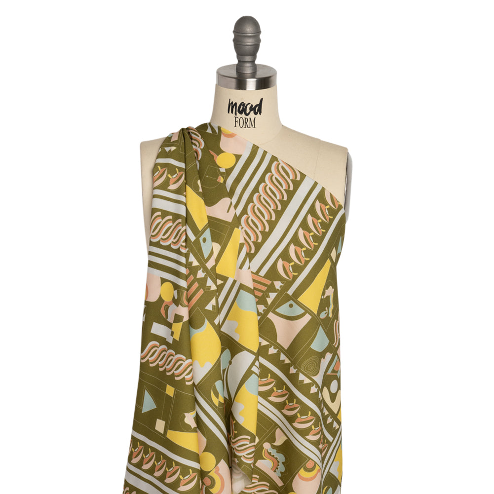 Mood Exclusive Olive Shape of the World Stretch Sustainable Rayon Batiste Detail Mood Exclusive Olive Shape of the World Stretch Sustainable Rayon Batiste Detail