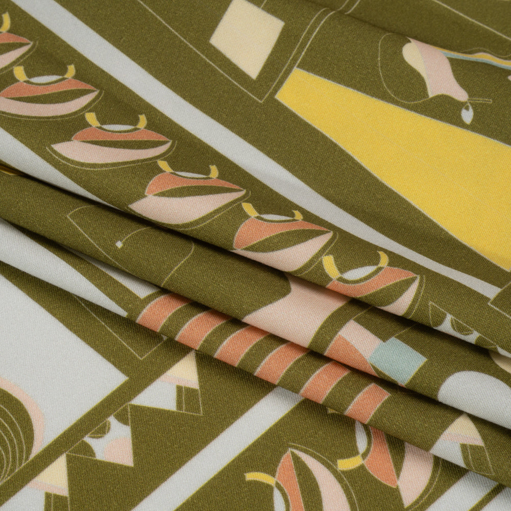 Mood Exclusive Olive Shape of the World Stretch Sustainable Rayon Batiste Full Mood Exclusive Olive Shape of the World Stretch Sustainable Rayon Batiste Full