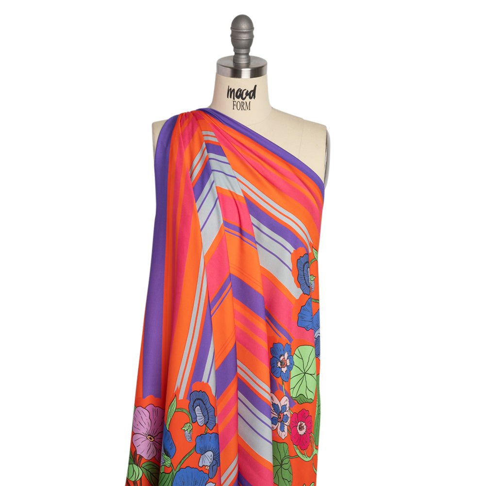 Mood Exclusive Red Lines and Lilies Rayon Challis Detail Mood Exclusive Red Lines and Lilies Rayon Challis Detail