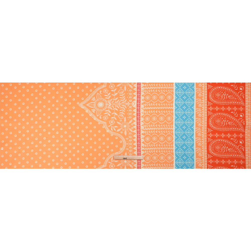 Mood Exclusive Orange Paisley Park Stretch Cotton Woven Full Mood Exclusive Orange Paisley Park Stretch Cotton Woven Full