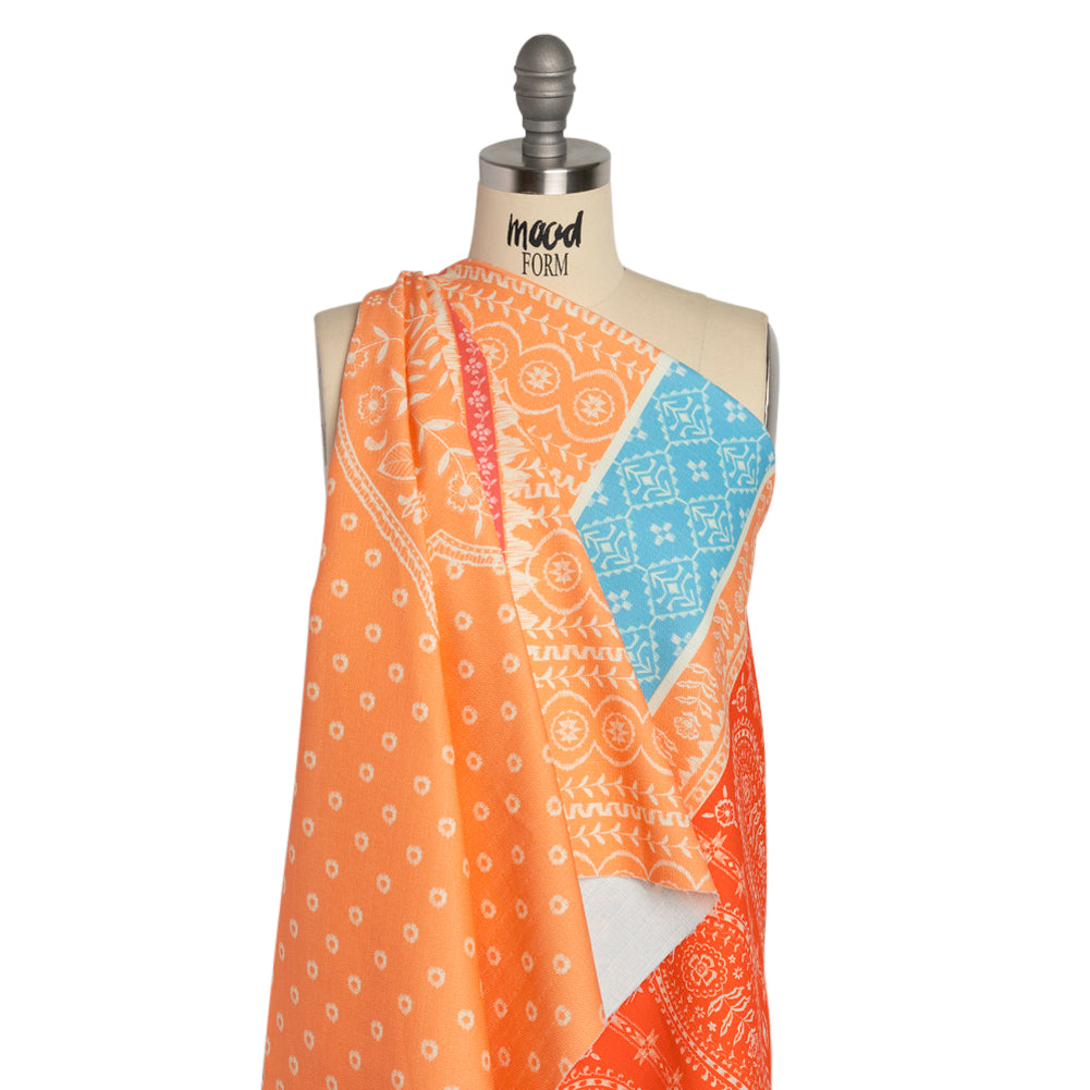 Mood Exclusive Orange Paisley Park Stretch Cotton Woven Drape Mood Exclusive Orange Paisley Park Stretch Cotton Woven Drape