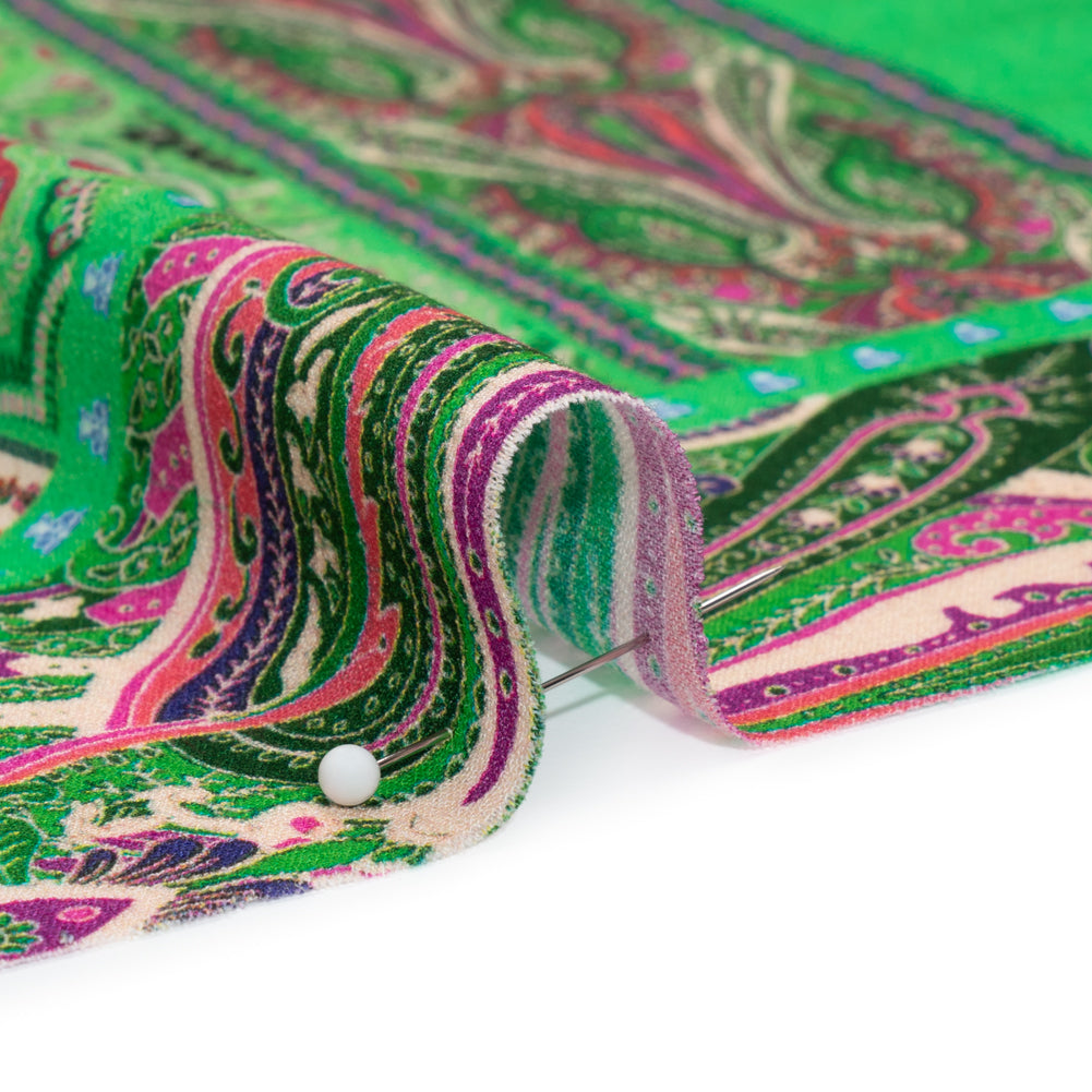 Viscose Crepe Panel - Green and Pink Decorative Stripes - Mood Exclusive Desert Dance Folded Viscose Crepe Panel - Green and Pink Decorative Stripes - Mood Exclusive Desert Dance Folded