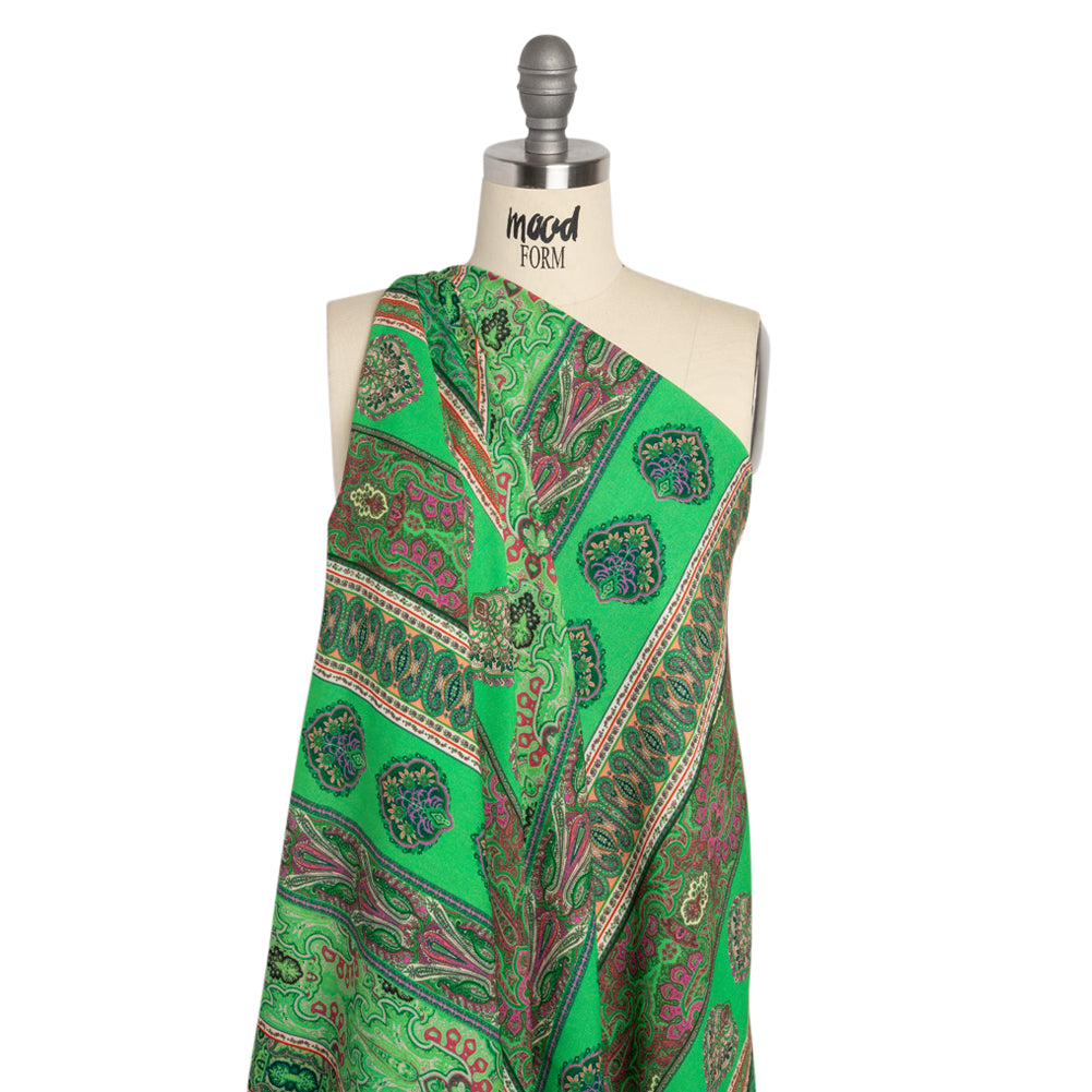 Viscose Crepe Panel - Green and Pink Decorative Stripes - Mood Exclusive Desert Dance Detail Viscose Crepe Panel - Green and Pink Decorative Stripes - Mood Exclusive Desert Dance Detail