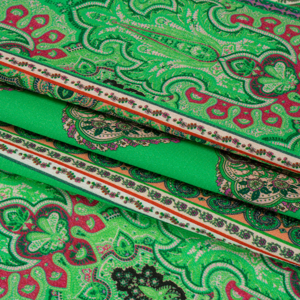 Viscose Crepe Panel - Green and Pink Decorative Stripes - Mood Exclusive Desert Dance Full Viscose Crepe Panel - Green and Pink Decorative Stripes - Mood Exclusive Desert Dance Full