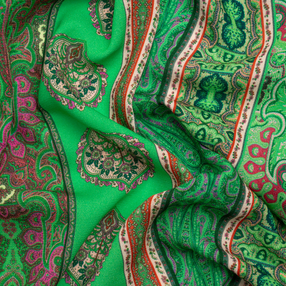 Viscose Crepe Panel - Green and Pink Decorative Stripes - Mood Exclusive Desert Dance Viscose Crepe Panel - Green and Pink Decorative Stripes - Mood Exclusive Desert Dance