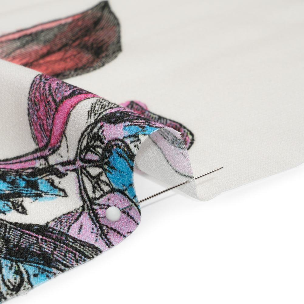 Viscose Crepe Print - Pink, Blue and Green Floral - Mood Exclusive Painted Petals Folded Viscose Crepe Print - Pink, Blue and Green Floral - Mood Exclusive Painted Petals Folded