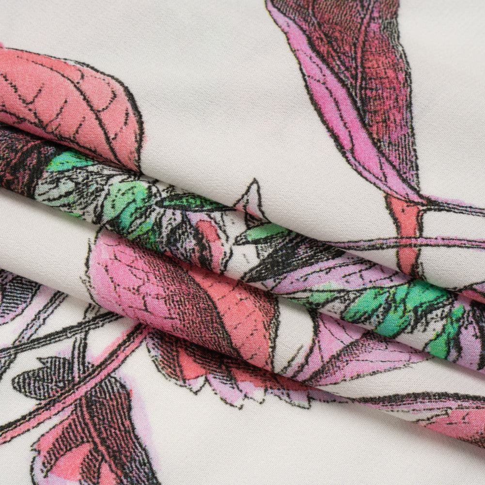Viscose Crepe Print - Pink, Blue and Green Floral - Mood Exclusive Painted Petals Full Viscose Crepe Print - Pink, Blue and Green Floral - Mood Exclusive Painted Petals Full