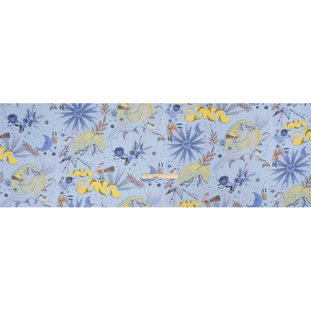 Viscose Crepe Print - Blue and Yellow Celestial Creatures - Mood Exclusive Mythical Me Drape Viscose Crepe Print - Blue and Yellow Celestial Creatures - Mood Exclusive Mythical Me Drape